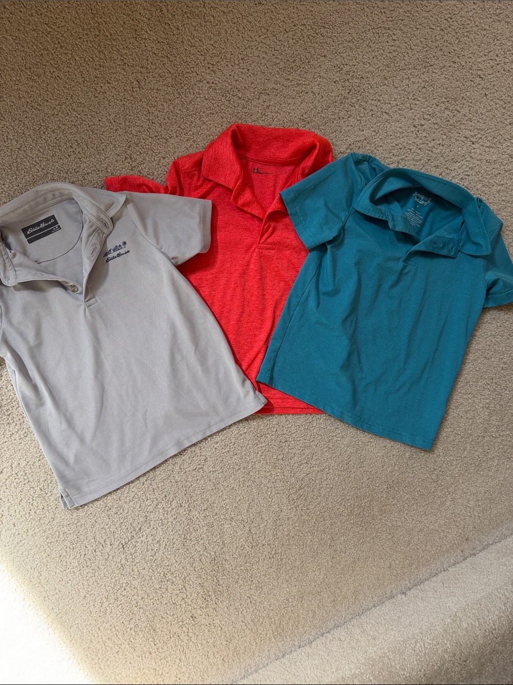Lot of 3 boys polo size 4 Under Armour, Eddie Bauer, Jumping Beans